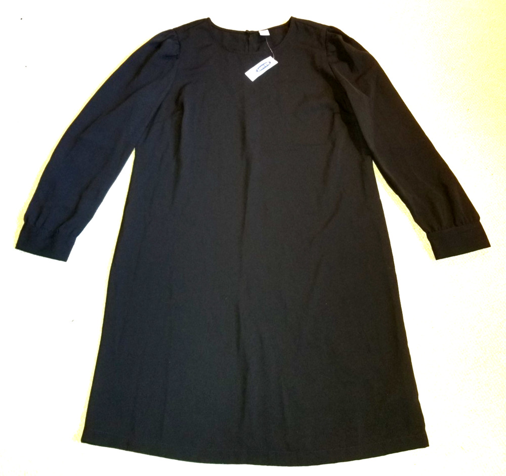 NWT Womens Dress-OLD NAVY-'Black Jack' 'Woven Shift' long sleeves knee length-M